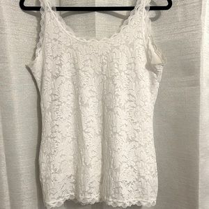 Soma White Lace Stretch Tank Top